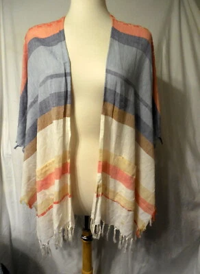 NWT  SZ.  One Size Echo Linen Fringed Serape - Image 1 of 4