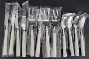Vintage Neptune Collection Flatware Stainless White Handle Taiwan 1989 NIB - Picture 1 of 6