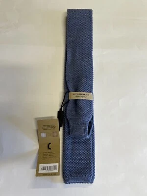 New Burberry Kennet Wool Waffle Knit SlimTie In Lavender Blue - Image 1 of 4