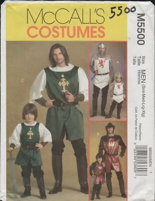 McCall's 5500 Mens Medieval Knight Prince Samurai Tunic Costume Pattern S M L XL - Image 1 of 4