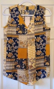 Women's Floral Print V-Neck Sleeveless Blouse/Shirt/Top - S (Small) - Picture 1 of 6
