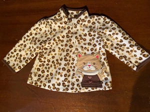 Young Hearts Girls 12 Months Zip Up Pullover Cat Motif Great Condition - Picture 1 of 5