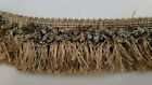 Taupe Lush Brush Trim  With Blue Accents 2Yard Piece