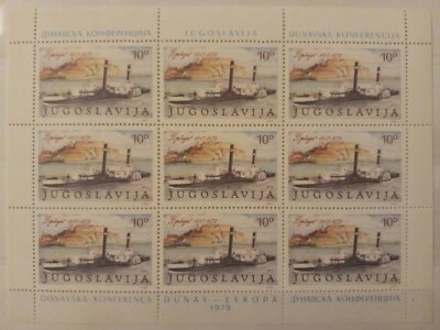 Estampillas de Yugoslavia - Conferencia del Danubio 2 mini hoja de 9 MNH 1979 S1455-6 Foto 1 de 2