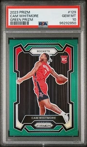 2023-24 Panini Prizm #129 Cam Whitmore Green Prizm RC Rookie Rockets PSA 10 - Picture 1 of 3
