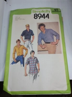 8944 Vintage Simplicity SEWING Pattern Mens 1970s Top Stitched Casual Shirt 40 - Image 1 of 4