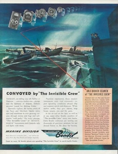 1943 BENDIX Invisible Crew instruments battleship convoy PRINT AD North Atlantic - Picture 1 of 1