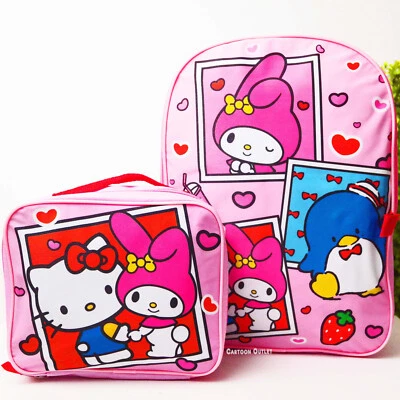 Mochila Sanrio Hello Kitty My Melody Grande 16" Bolsa Escolar Bolsa de Almoço Tendência - Imagem 1 de 4