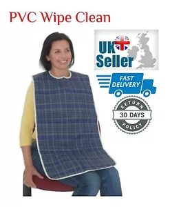 Adultos Ancianos Tamaño Completo Reutilizable Lavable Limpiar Babero Ropa Protector Ayuda - Imagen 1 de 3