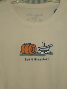 MAGLIETTA UOMO CAMPEGGIO NUOVA CON ETICHETTE LIFE IS GOOD VINTAGE DA COLLEZIONE..."BED & BREAKFAST".."(XL) - Foto 1 di 3