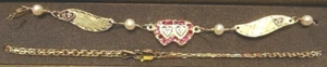 New 14kt Yellow Gold RUBY w/4 Dia Hearts Winged Anklet-Free Engrave! - Picture 1 of 2