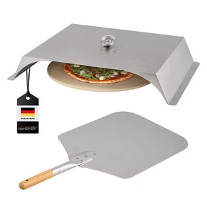 bremermann Pizza-Aufsatz für Grills, mit Thermometer, Schaufel und Pizzastein - Bild 1 von 7