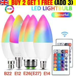RGB LED COLOUR SMART CHANGING LIGHT BULB With REMOTE E12/E14/E26/E27/B22~ - Picture 1 of 12
