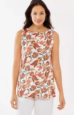 J. Jill Love Linen Paisley Sleeveless Tank Top ~ Size XL - Изображение 1 из 4