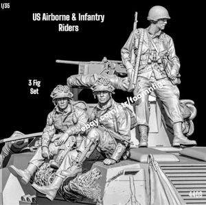 Figura de resina 1/35 Segunda Guerra Mundial Infantería de EE. UU. y jinetes de tanque (juego de 3 figuras) Kit modelo 4409 - Imagen 1 de 6
