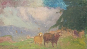 O. POTTHAST VON MINDEN (*1869), Schafe im Gebirge, Öl Impressionismus Landschaft - Bild 1 von 4
