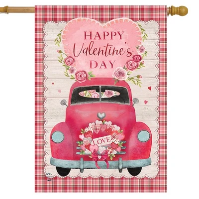 Briarwood Lane Valentines Love Pickup House Flag - Image 1 of 4