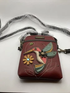 Chala Burgund Crossbody Kolibri kleine Handytasche Kunstleder Handtasche - Bild 1 von 12