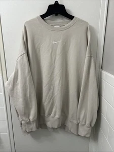 Nike Crewneck Women 2XL Beige Phoenix Fleece Sweater Center Swoosh DQ5733-104 - Picture 1 of 13