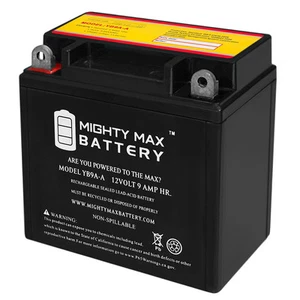 Mighty Max YB9A-A 12V 9AH 130 CCA Battery Replaces Banshee 12N9-BS Motorcycle - Picture 1 of 6