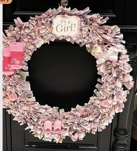 Precious Girl Rag Wreath 18” Round - Picture 1 of 1