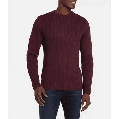 Express Cable Knit Wine Winetasting Burgundy Pullover Sweater Mens Size XXL NWT - Image 1 of 3