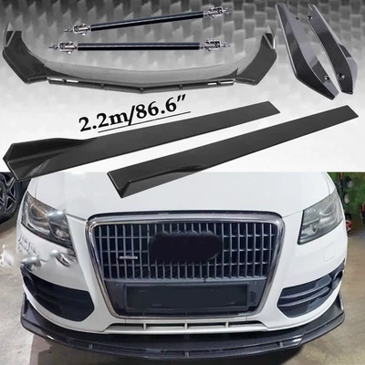 For Audi Q5 2009-2022 Carbon Fiber Front Bumper Lip Splitters Side Skirt+Strut Foto 1 de 4