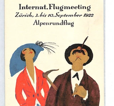 LIECHTENSTEIN *Flugmeeting* (1922) Swiss ART Card Used 1930 FIRST FLIGHT XT257 - Image 1 of 4
