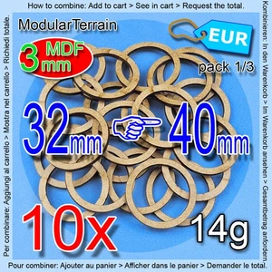 10x 3mm MDF Adapter 32mm To 40mm Round Base Socle Warhammer 40K Age Of Sigmar - Imagen 1 de 5