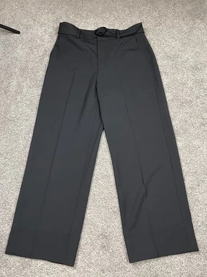 Club Monaco Pants Womens 8 Black Flare Belted Wool Dark Academia Preppy Classic - Image 1 of 4