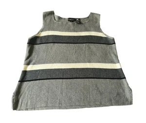 Suéter De Colección Jeanne Pierre Sin Mangas M Algodón Gris Negro Blanco Rayas Carrera  - Imagen 1 de 5