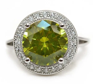 4CT Peridot & Topaz 925 Solid Sterling Silver Ring Jewelry Sz 6   - Picture 1 of 3