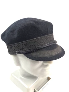 True vintage Greek Fishermans Hat Wool Rope front black men's XL 60 - Picture 1 of 12