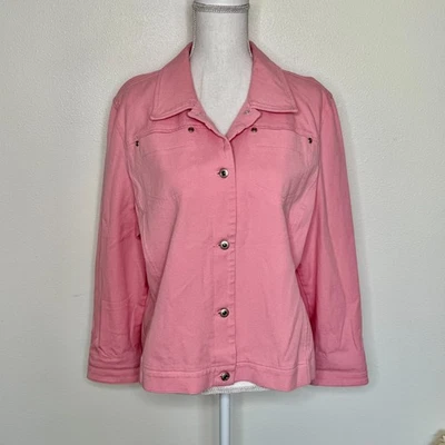 Nordstrom Pink Cotton Cottage Core Coastal Denim Jean Jacket Size XL Vintage Y2K - Image 1 of 4