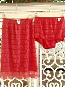 NWT! Vtg 50s 100% Acetate Lace Overlay Dbl Gusset Panties & Matching Slip Set! M - Picture 1 of 9