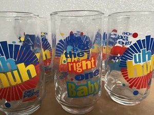 vintage DIET PEPSI You Got The Right One Baby Swirl Drinking Glass TUMBLER SET/6 - Picture 1 of 7