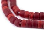Crimson Red Padre Beads 8mm Cylinder Glass Large Hole 26 Inch Strand