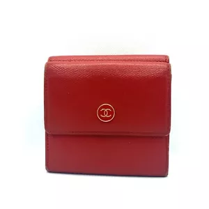 CHANEL Red Caviar Leather CC Logo Sevruga Caviar Wallet - Picture 1 of 12