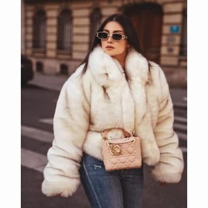 Mujeres Invierno Genuino Chaqueta de Piel Completa Abrigo de Piel de Zorro Natural Cuello Soporte Prendas de abrigo - Imagen 1 de 9