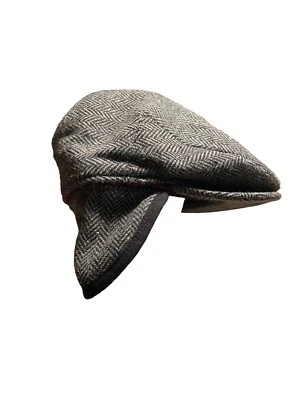 Woolrich Wool Newsboy style flat cap gray herringbone Wool Blend Size M — 第 1/4 张图片