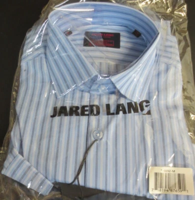 JARED LANG AFTER HOURS LONG SLEEVE STRIPED BUTTON DOWN SHIRT - BLUE - MEDIUM - Image 1 of 2