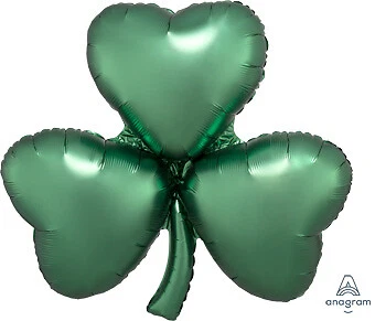 29" Shamrock Foil Balloon - Satin Green Color Large Shamrock Party Balloon - Изображение 1 из 1