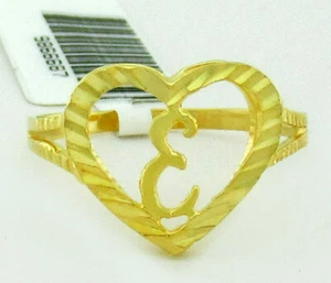 INITIAL "E" HEART RING 10K YELLOW GOLD ** New With Tag ** - Picture 1 of 4