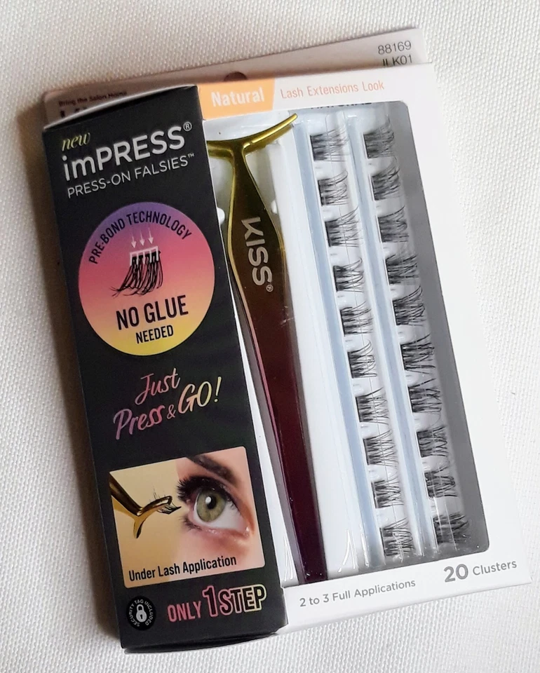 Kiss ImPress Press-on Falsies 88169 ILK01 Natural Lash Extensions 20 Clusters