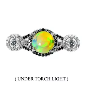 Sommer 925 Silberring Rund Feuer Opal 8mm Spinell Topas Edelstein Schmuck 8 - Bild 1 von 9