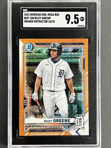 2021 Bowman Chrome Tigers Riley Greene - SSP Orange Refractor #d 16/25 - SGC 9.5 - Picture 1 of 2