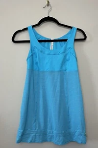 Lululemon Tank Top Blue Drawstring Racerback Size 4 Active Yoga Shirt Workout - Picture 1 of 3
