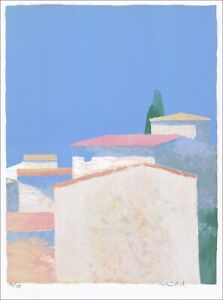 Roger MUHL - Lithographie originale "Village en Provence" 75x56cm - Signée/Num