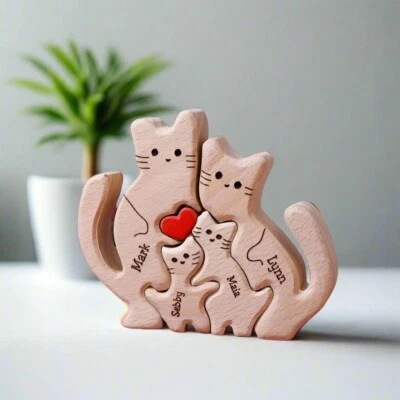 DIY Personalized Cat Family Puzzle Keepsake Gift for Parents, Kids & Cat Lovers - Image 1 of 4