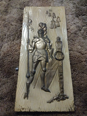 Vintage Medieval Knight Picture Brass and Metal Cover